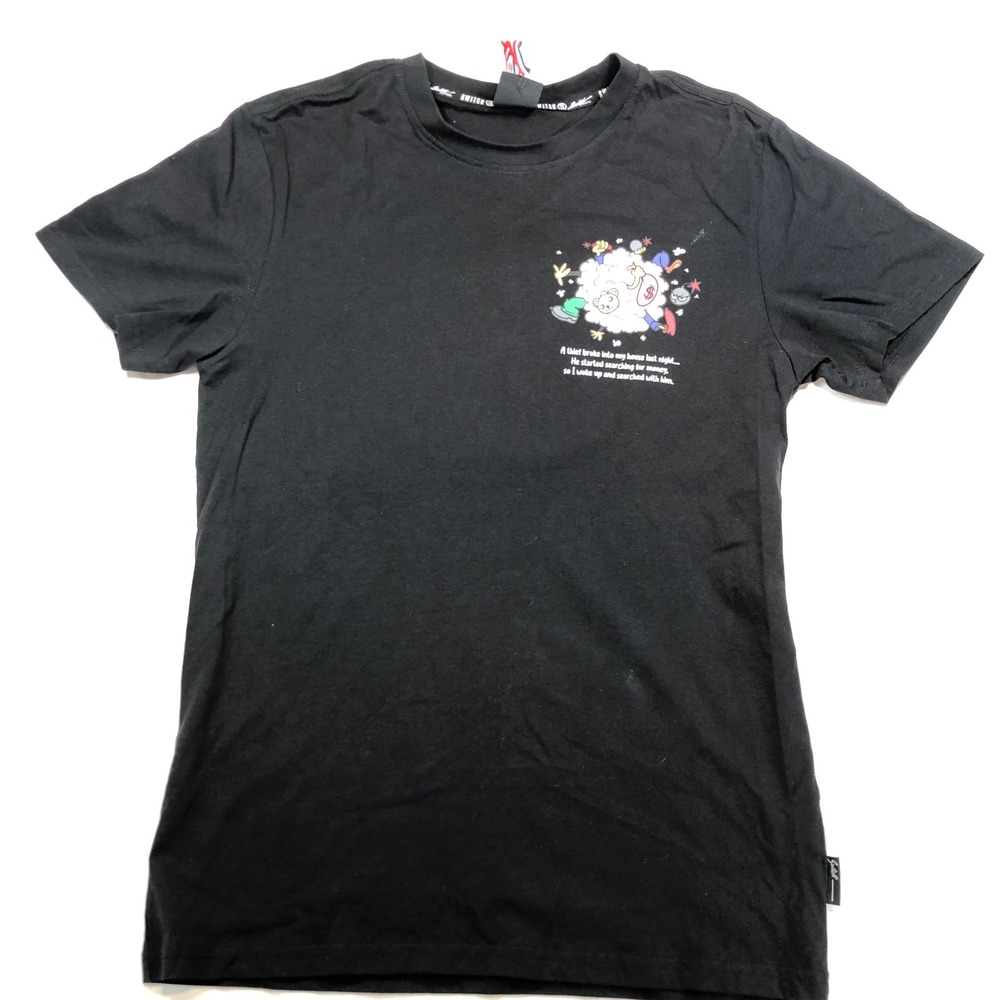 Switch Remarkable Mens Black Graphic T-Shirt Thief Quote Cartoon SF3006 Size M